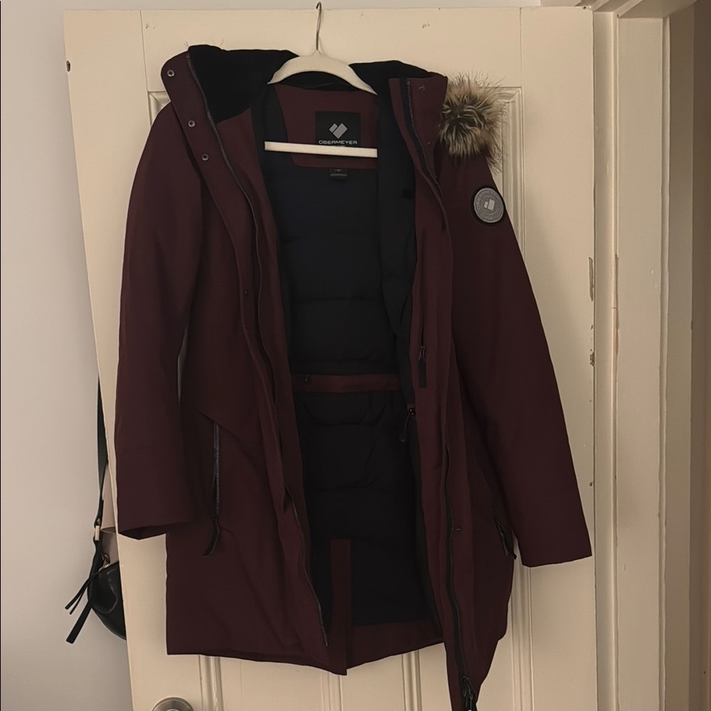 Obermeyer Maroon Jacket with Fur Trim